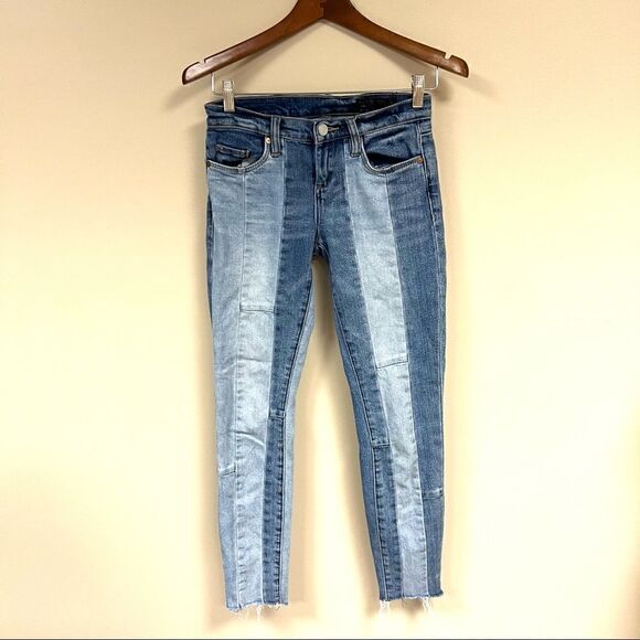 Blanknyc Denim Patchwork Reade Crop Jean size 24 - Picture 2 of 6